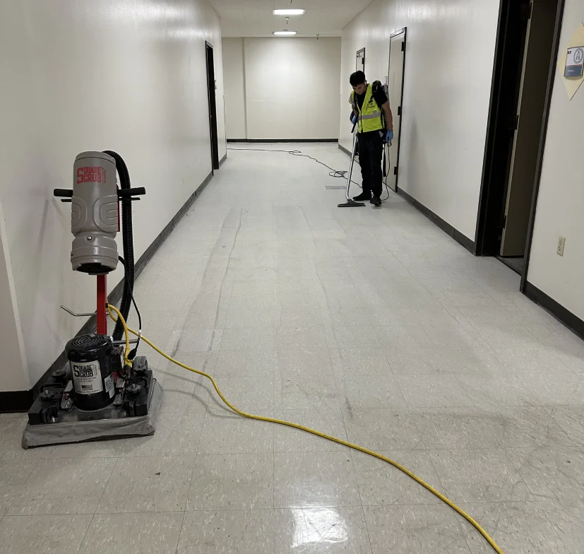 Hard Floor Stripping and waxing Before